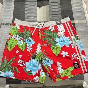 New Hurley Phantom x ‘47 Brand St. Louis Cardinals Board Shorts MLB Tropical